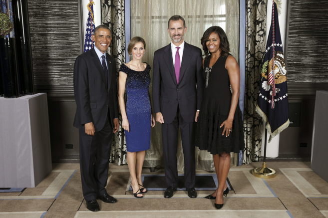 Los reyes junto a Obama y su esposa.