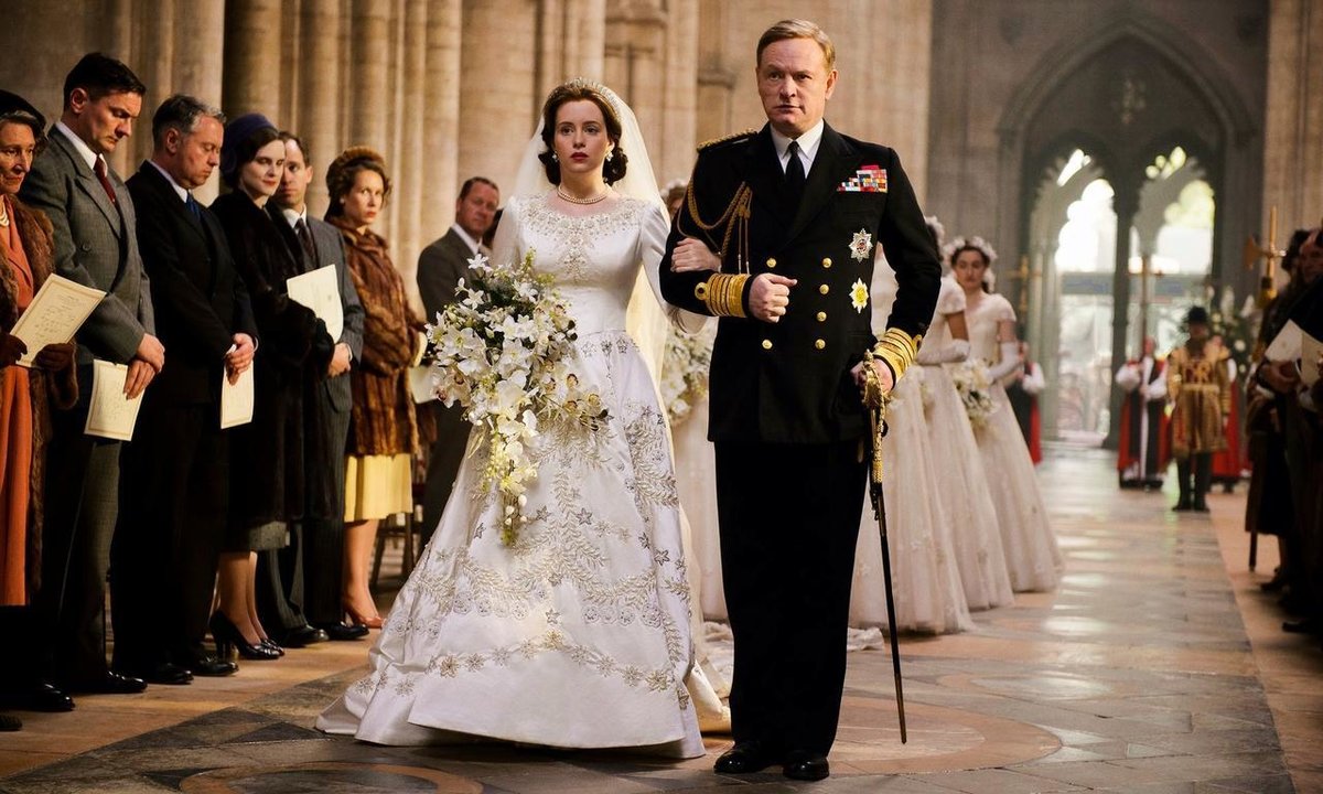 Fotograma de la boda de Isabel II de Inglaterra en la serie ‘The Crown’.