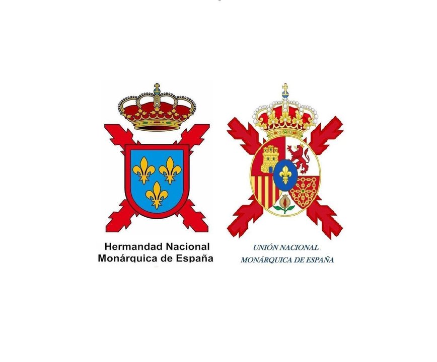Escudos de la Hermandad Nacional Monárquica de España y Unión Nacional Monárquica de España.