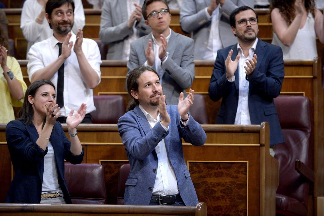 Pablo Iglesias, en los escaños de Unidos Podemos.
