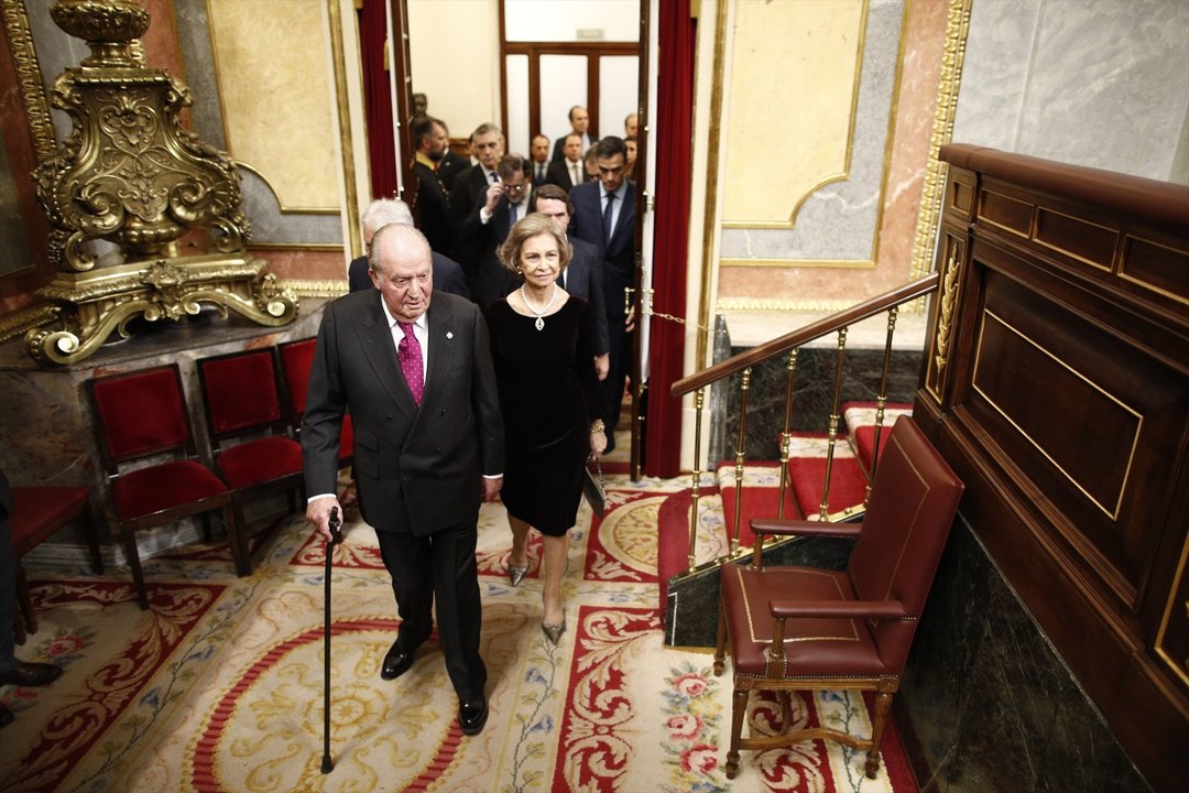 El rey emérito don Juan Carlos I en el acto conmemorativo del 40º aniversario de la Constitución de 1978. Fecha: 06/12/2018.