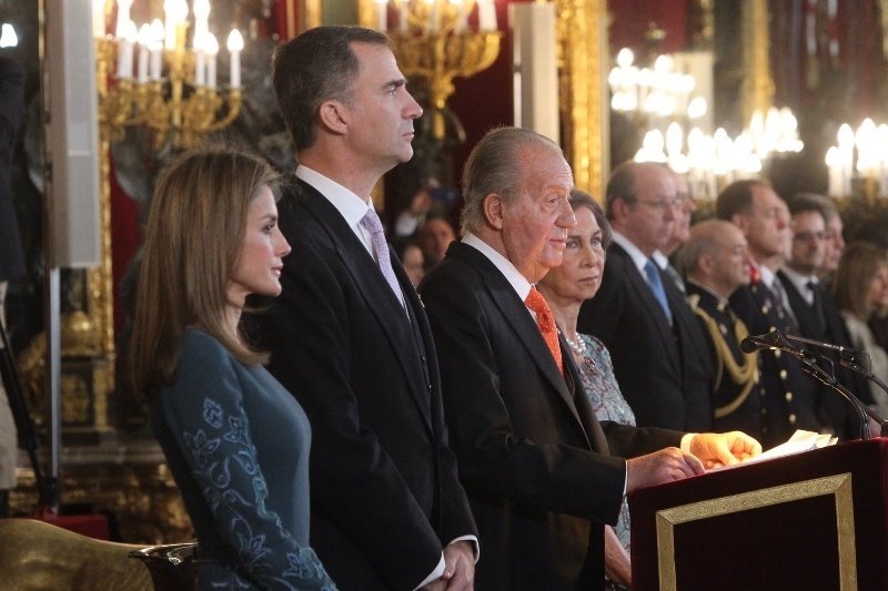 Los reyes y los príncipes de Asturias durante la recepción al Cuerpo Diplomático.