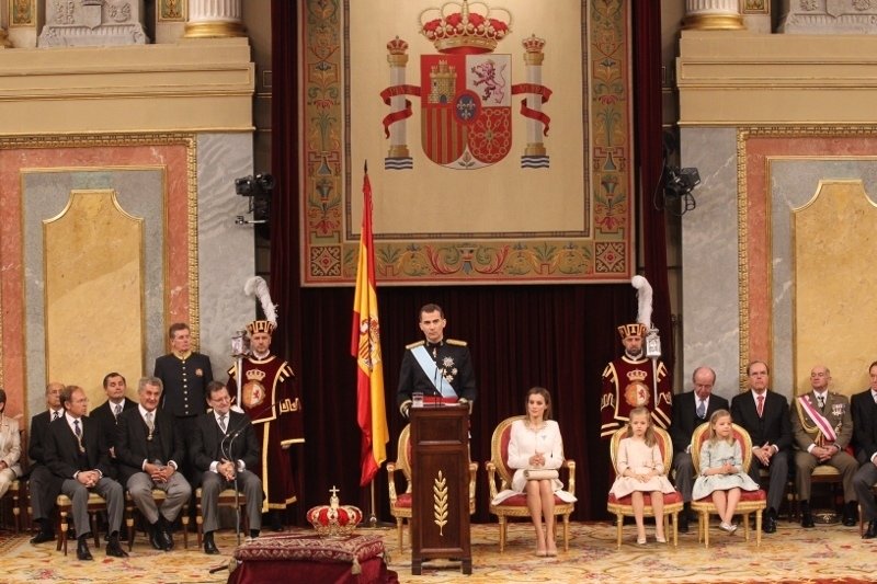 El rey Felipe, en la ceremonia de proclamación ante las Cortes en el Congreso.