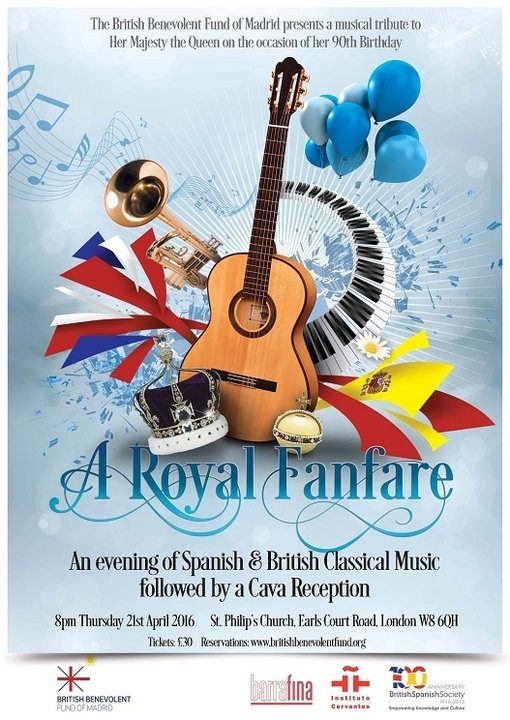 Cartel del concierto por el 90º cumpleaños de Isabel II.
