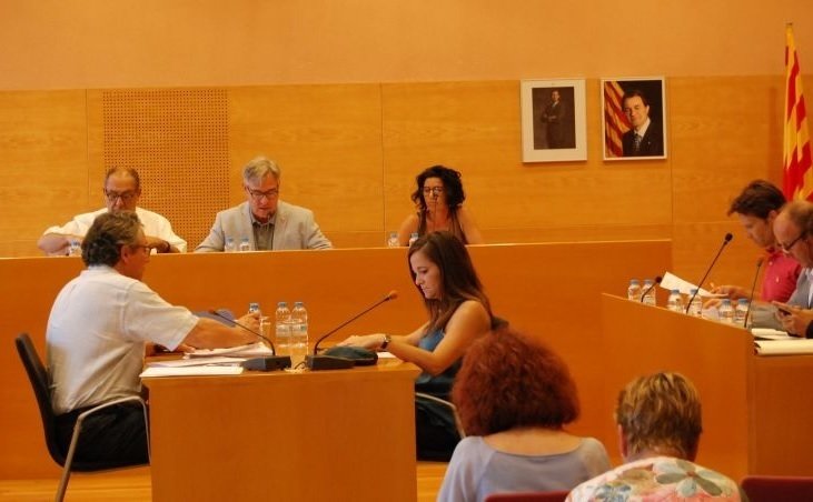 Salón de plenos del ayuntamiento de Torredembarra (Tarragona), antes de cambiar la foto del rey.