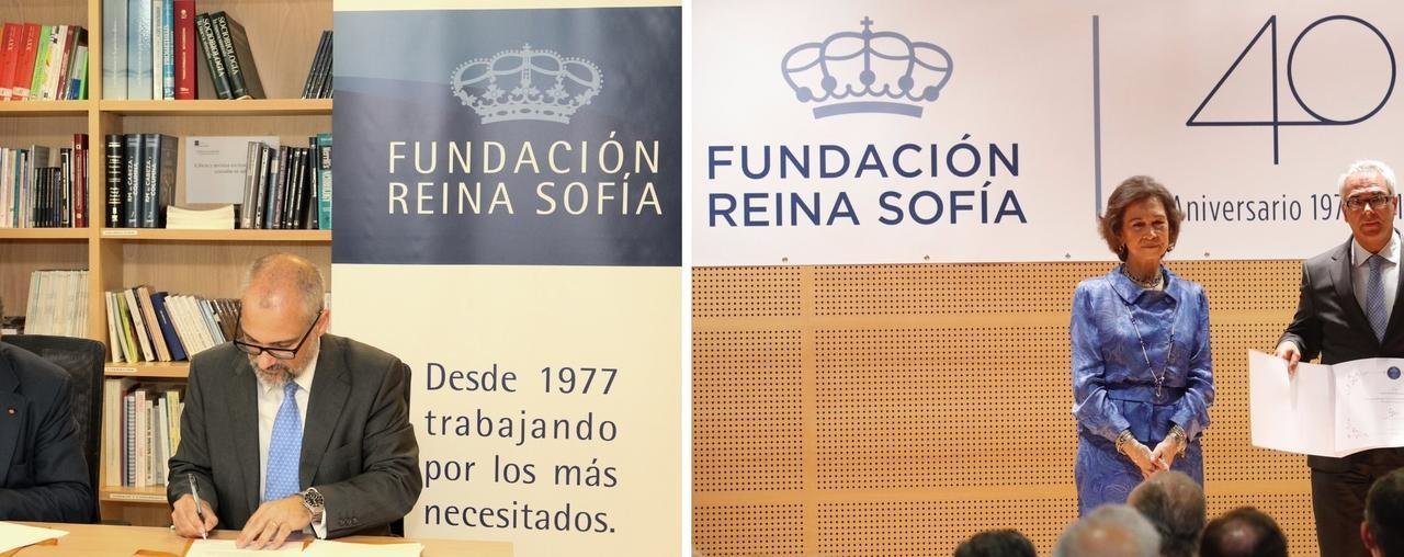 La antigua imagen de la Fundación Reina Sofía (a la izquierda), y la recién estrenada (a la derecha).
