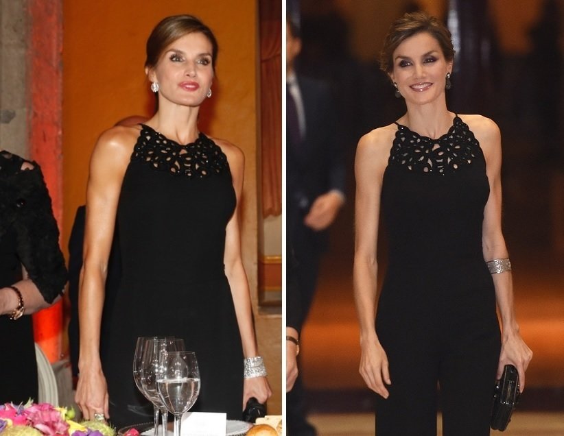 La reina Letizia, en su cena en Ciudad de México (izquierda) y en los Premios Princesa de Asturias 2015 (derecha).