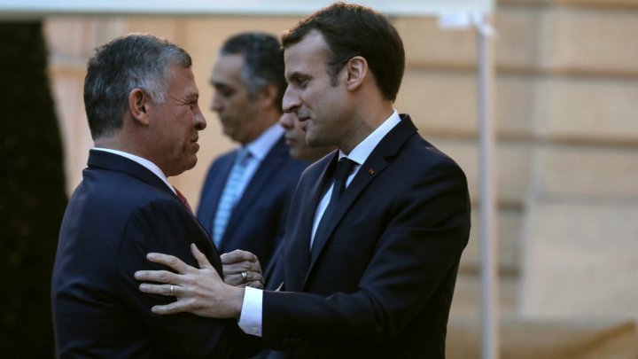 Emmanuel Macron y el rey Abdullah de Jordania