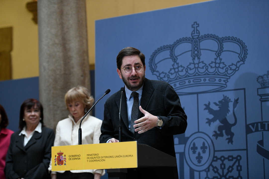 EEl nuevo secretario de Estado de la España Global, Manuel Muñiz, durante la toma de posesión de los secretarios de Estado de Asuntos Exteriores, para la Unión Europea, Cooperación Internacional y de la España Global